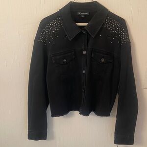 INC International Concepts Studded Black Denim Jacket